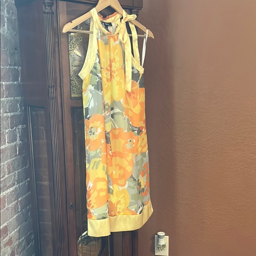 BCX Yellow and Orange Halter Sundress for Wedding Guest